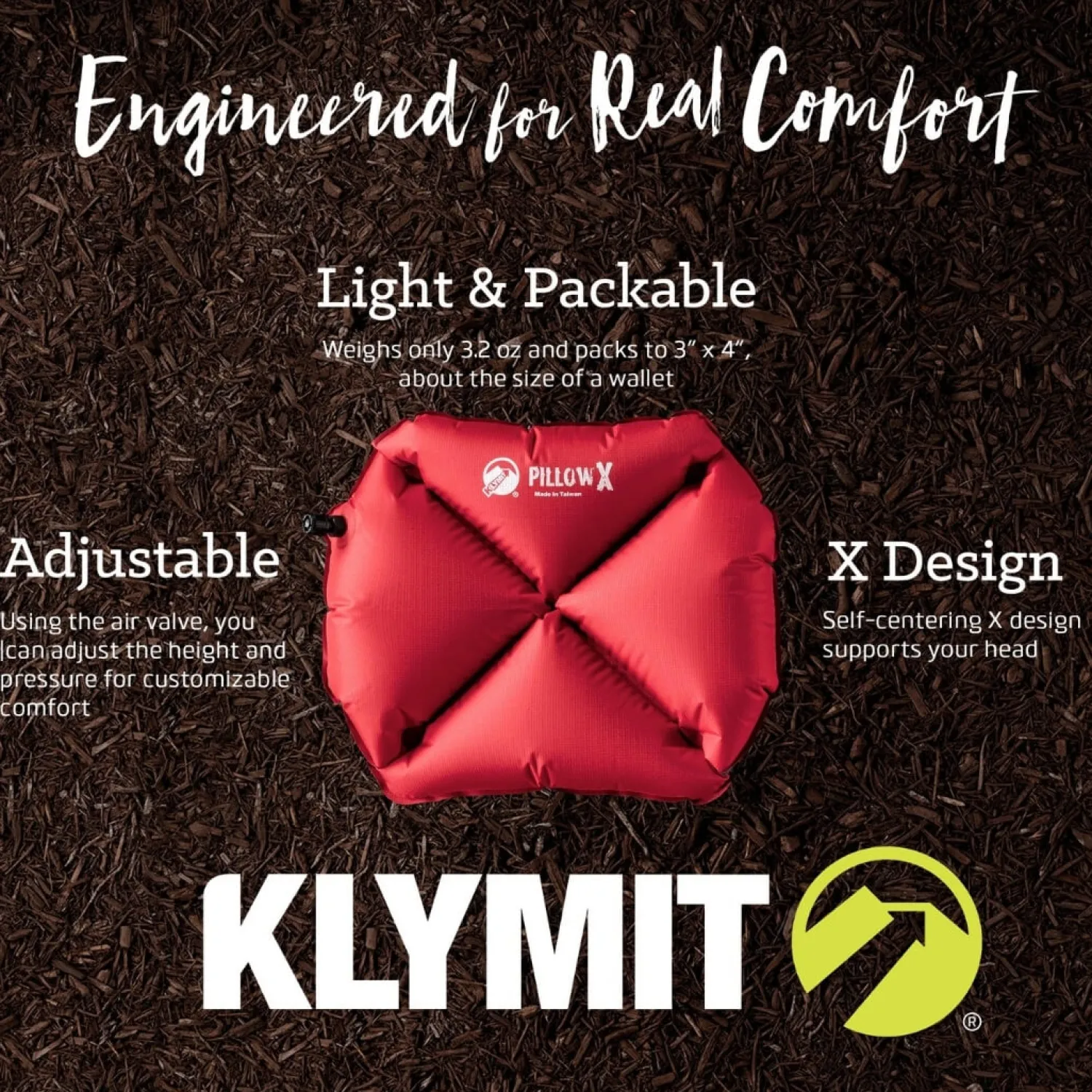 Outlet Klymit Oppustelig Hovedpude - X Pillow