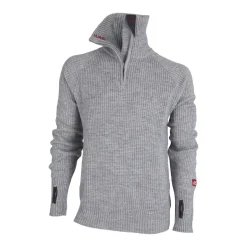 Store Ulvang Uld Sweater - Rav Zip - 100% Uld - Gra